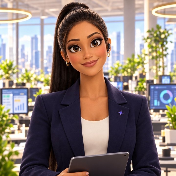 Cora, a orquestradora do time, em ilustração 3D